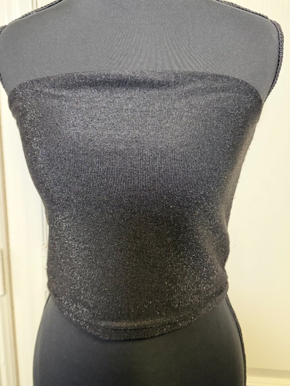Wild Fable Black Shimmer Metallic Tube Top Crop Top Size Medium Y2K